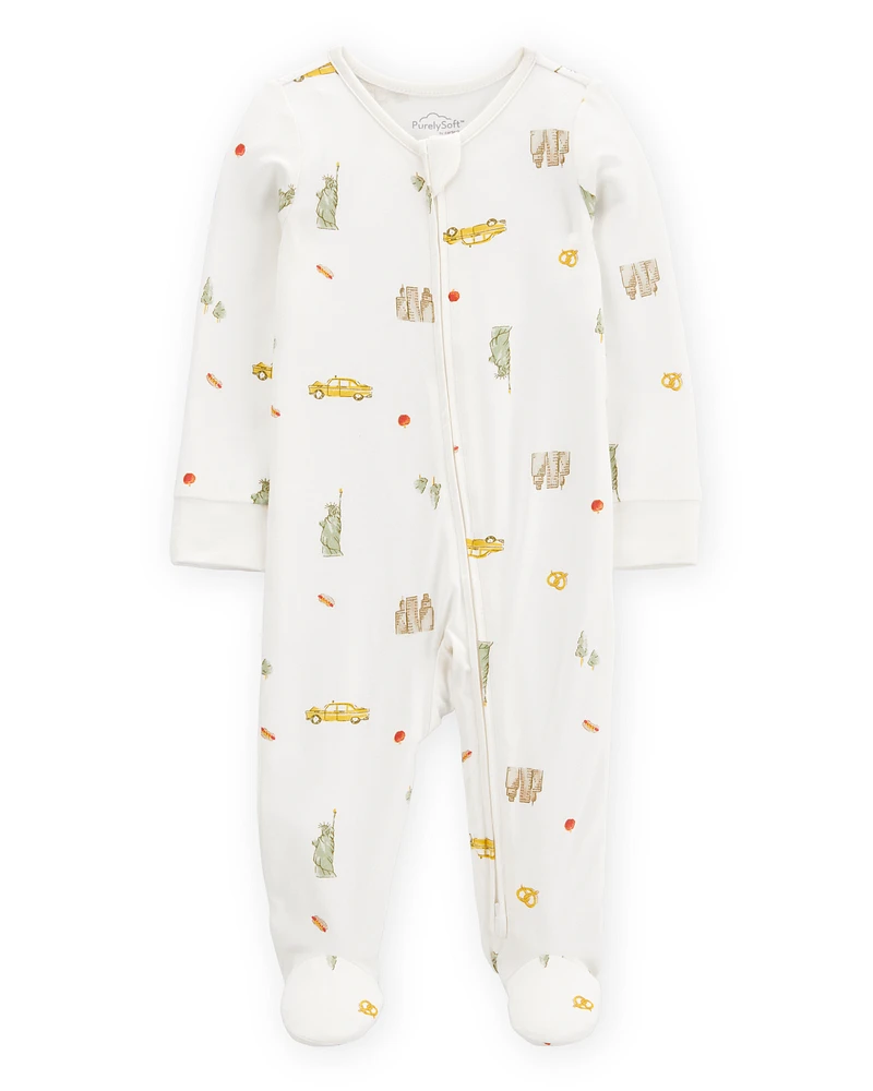 Baby New York City Print 2-Way Zip PurelySoft Sleeper Pyjamas - Ivory