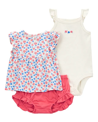 Baby 3-Piece Floral Little Diaper Cover Set