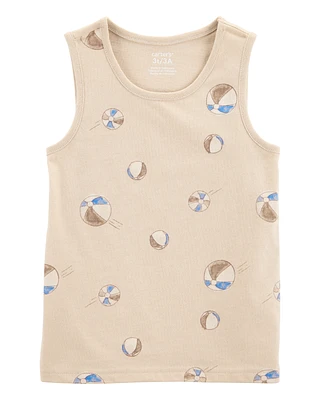 Toddler Beach Ball Graphic Tank - Tan