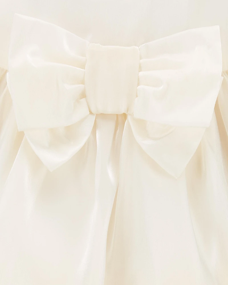 Baby Gold Cream Holiday Bow Dress