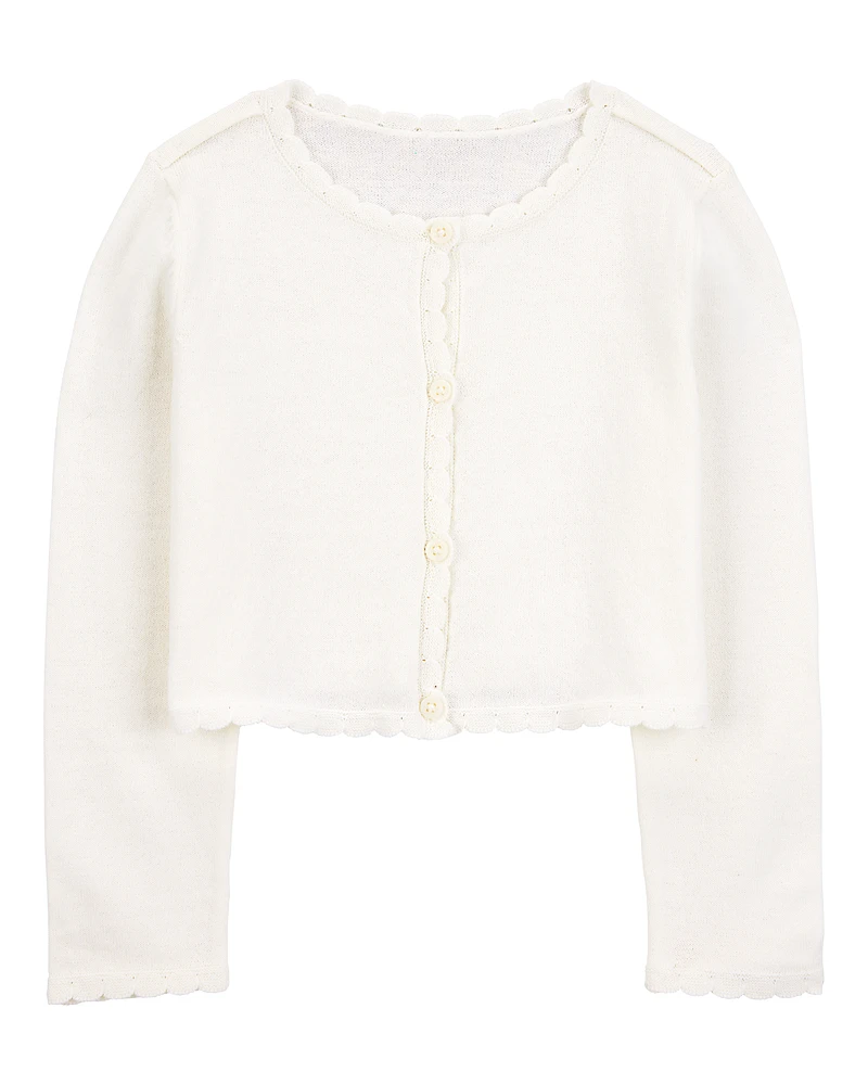 Toddler Wave Trim Cardigan Sweater