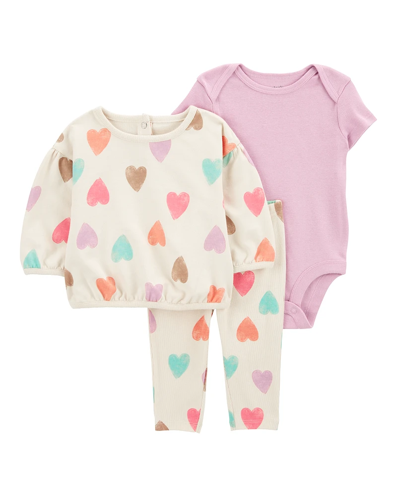 Baby 3-Piece Heart Little Cardigan Set