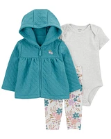 Baby 3-Piece Quilted Little Cardigan Set