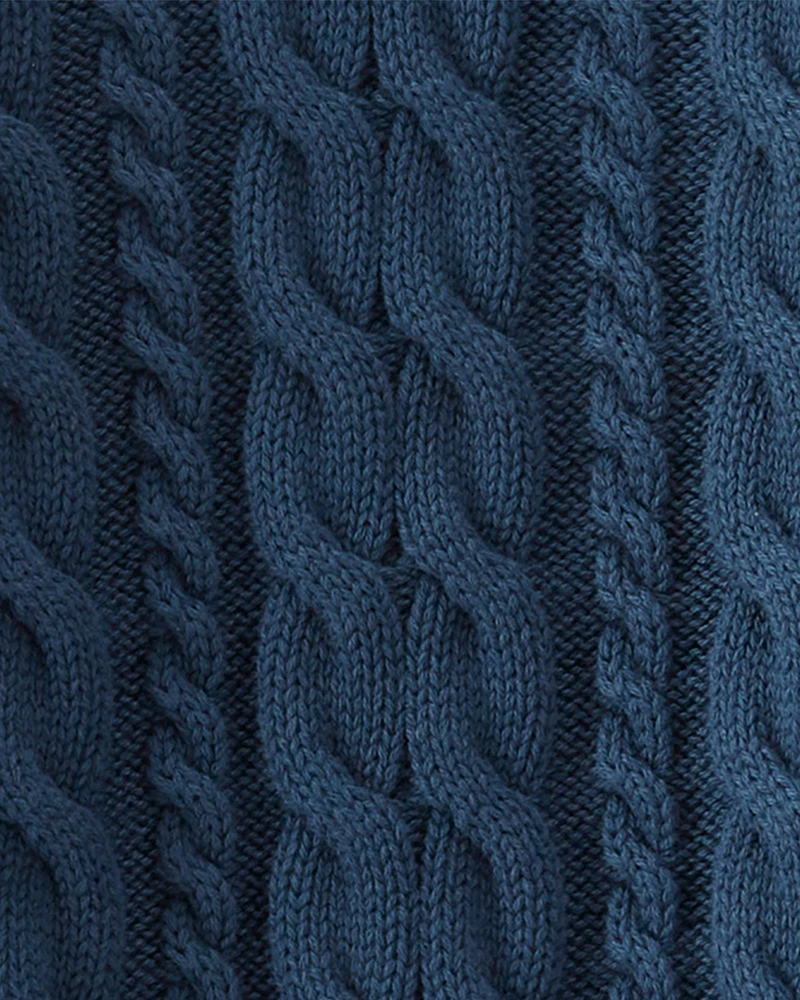 Kid Organic Cotton Cable Knit Sweater Dark Sea Blue