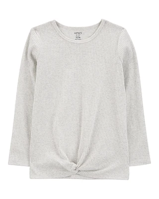 Kid Ribbed Knot Long-Sleeve Top