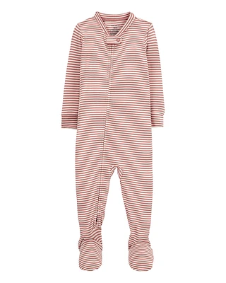 Baby Girl Striped 1-Piece PurelySoft Footie Pyjamas