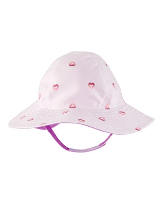 Baby Heart Print Reversible Swim Hat - Purple