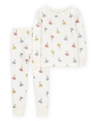 Toddler Floral Print PurelySoft 2-Piece Pyjamas - Ivory