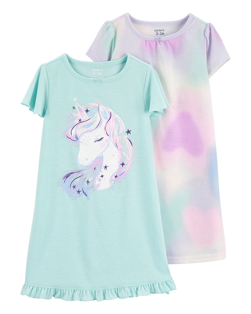 Kid 2-Pack Unicorn Nightgowns