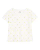 Kid Lemon Print Short-Sleeve Fashion Top - Ivory