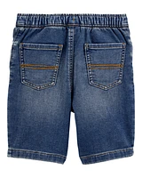 Kid Pull-On Denim Shorts - Navy