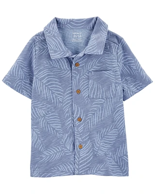 Palm Tree Button-Front Shirt