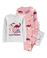 Baby 4-Piece Dinosaur Cotton Blend Pyjamas