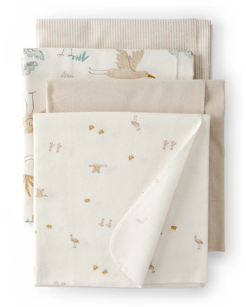 Baby 4-Pack Stork Print Receiving Blankets