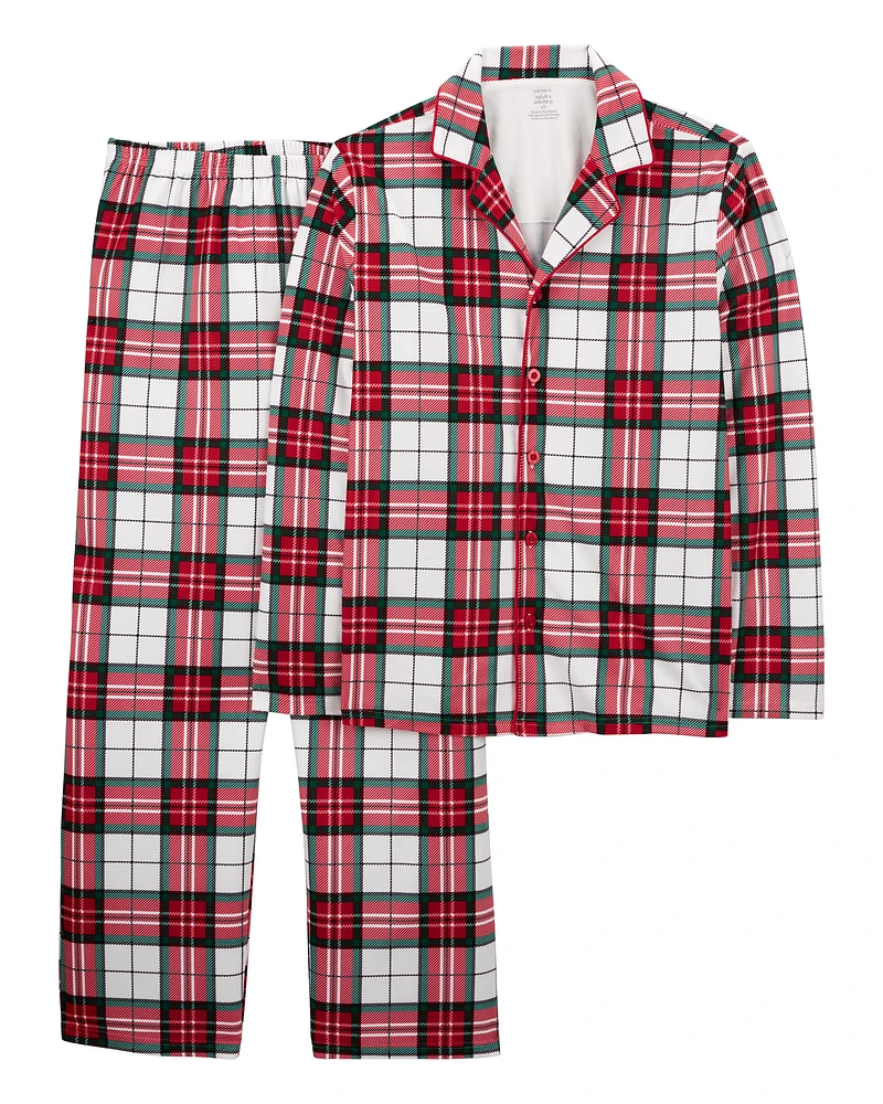 Adult 2-Piece Plaid Fleece Coat Style Pyjamas