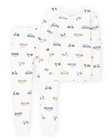 Toddler Car Print PurelySoft 2-Piece Pyjamas - Ivory