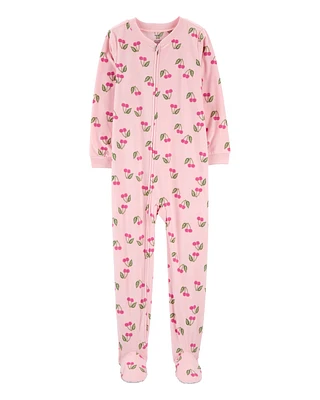 Kid 1-Piece Cherry Fleece Footie Pyjamas