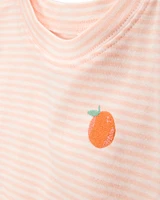 Toddler Orange Print Snug Fit Cotton 4-Piece Pyjamas