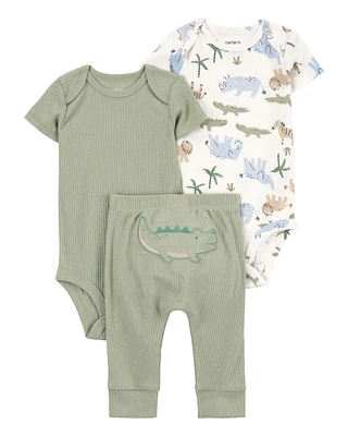Baby 3-Piece Alligator Little Character Set® - Green/White
