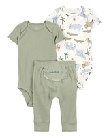Baby 3-Piece Alligator Little Character Set® - Green/White