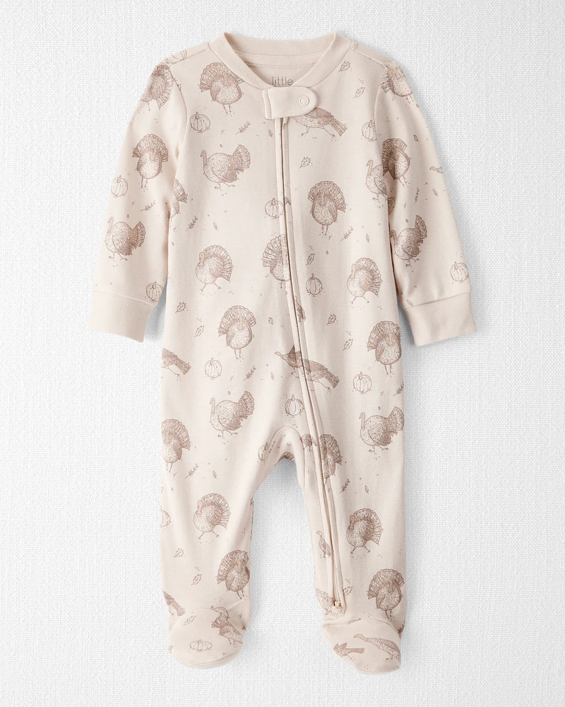 Baby Organic Cotton Sleep & Play Pyjamas Autumn Grove Print