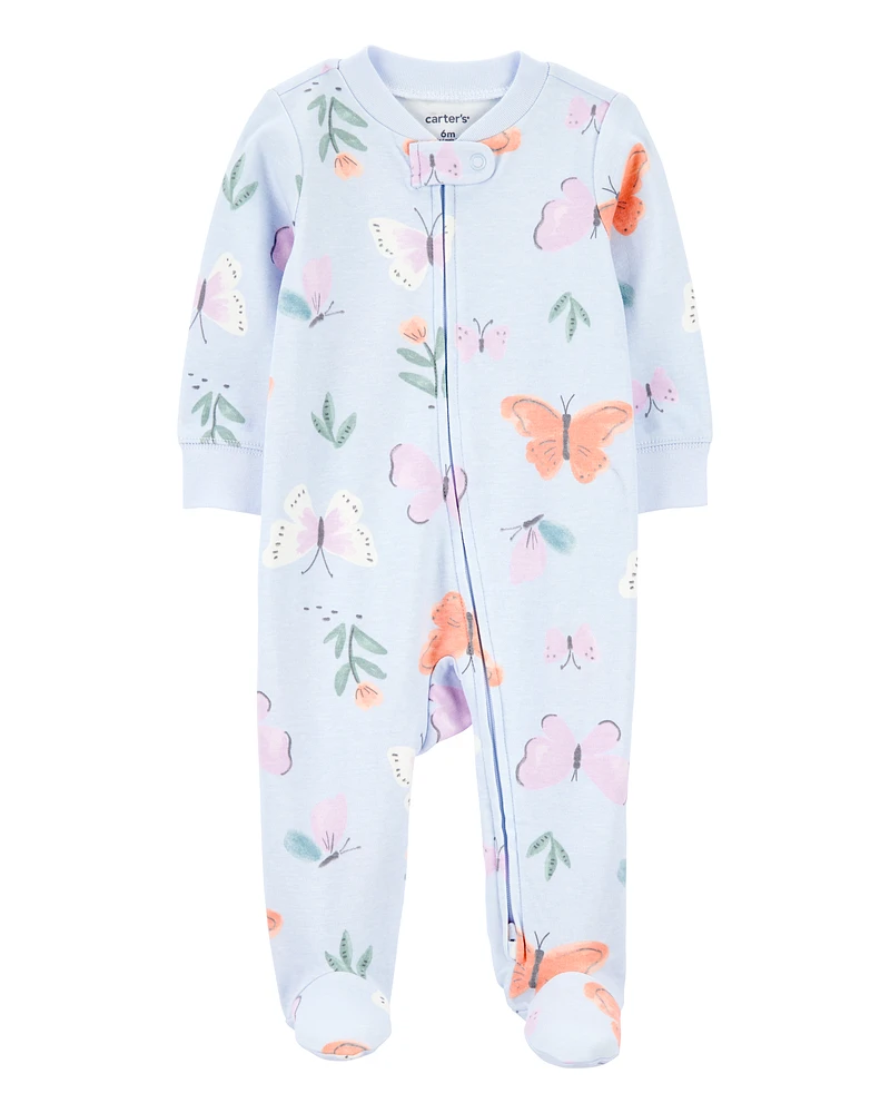 Baby Butterfly 2-Way Zipper Cotton Sleeper