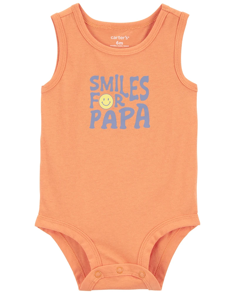 Smiles For Papa Sleeveless Bodysuit