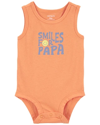 Smiles For Papa Sleeveless Bodysuit