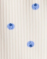 Baby Girl Blueberry Print Cotton Pull-On Pants - White
