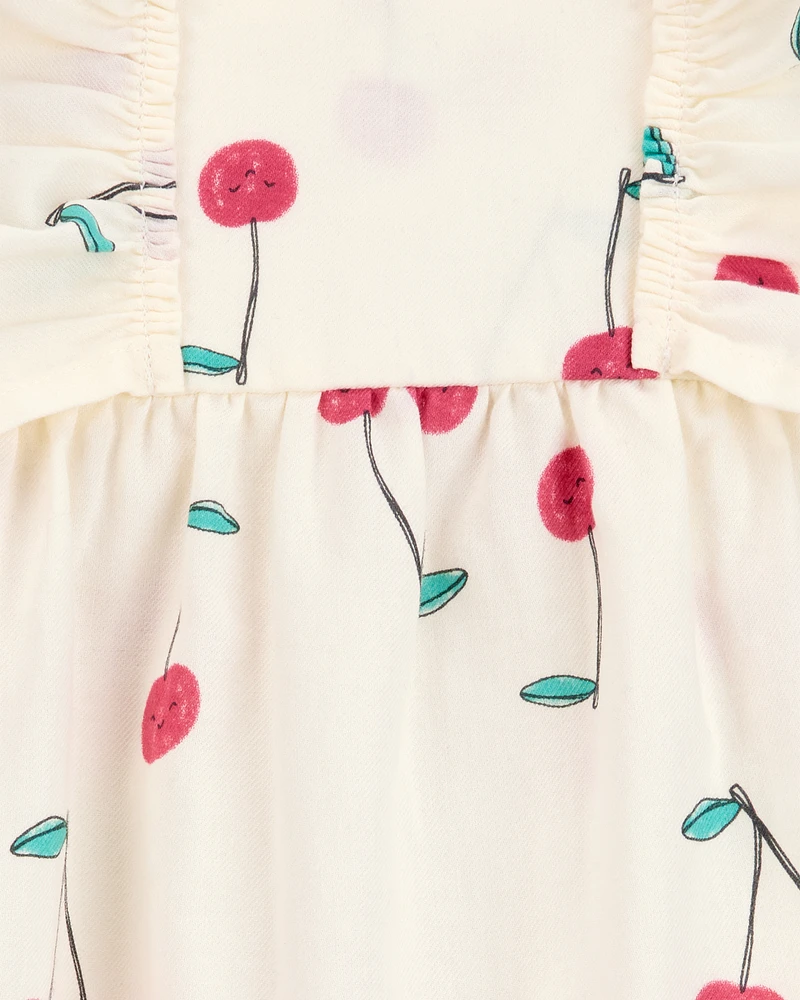 Baby Cherry Flutter Sleeves Jumpsuit-Ivory