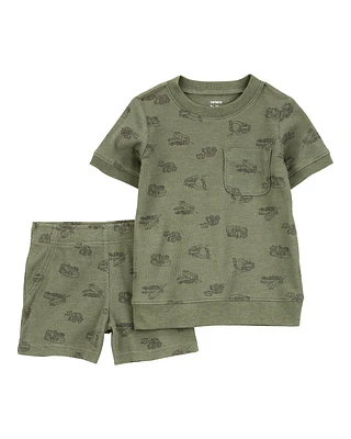 Toddler 2-Piece Construction Outfit Set - Olive