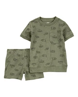 Toddler 2-Piece Construction Outfit Set - Olive