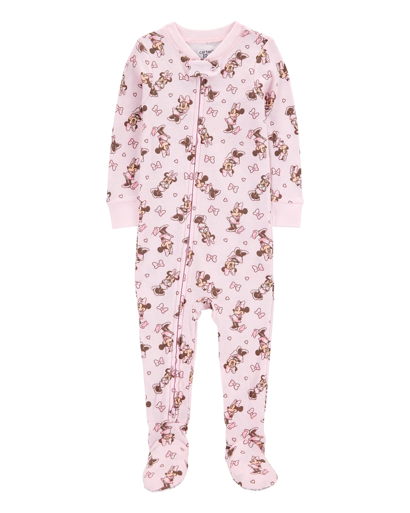 Baby Disney© Minnie Mouse Snug Fit Cotton Footie 1-Piece Pyjamas - Pink