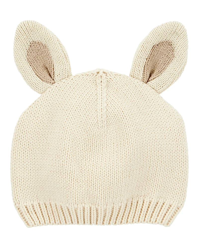 Baby Crochet Easter Bunny Cap - White