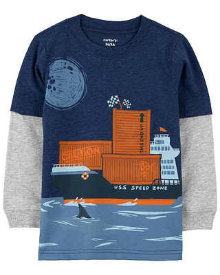 Ship Layered-Look Jersey Tee