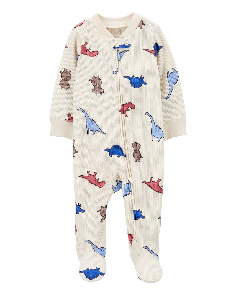 Baby Dinosaur 2-Way Zip Thermal Sleeper Pyjamas