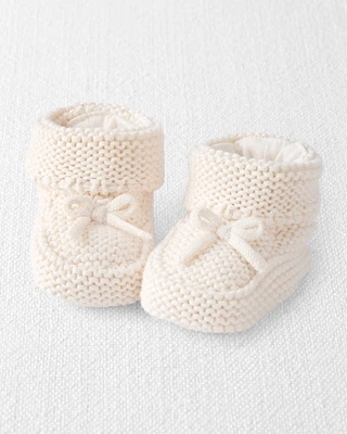 Baby Organic Cotton Crochet Booties Cream