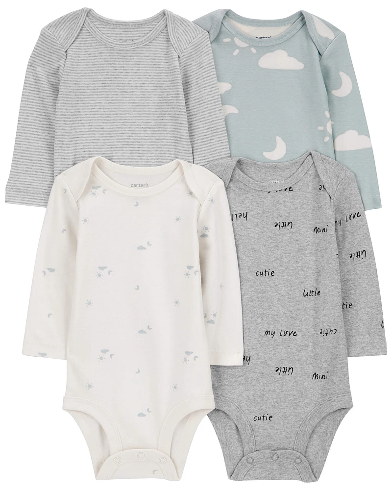 4-Pack Long-Sleeve Cloud Bodysuits