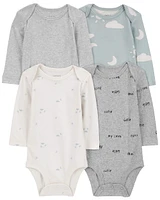 4-Pack Long-Sleeve Cloud Bodysuits