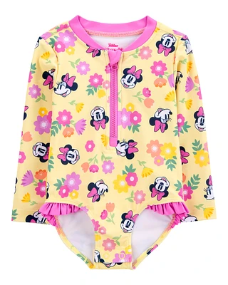 Baby Disney© Minnie Mouse 1-Piece Rashguard Swimsuit - Yellow/Pink