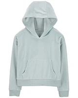 Cropped Velour Hoodie