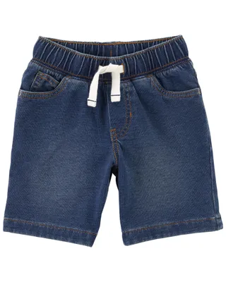 Pull-On Knit Denim Shorts