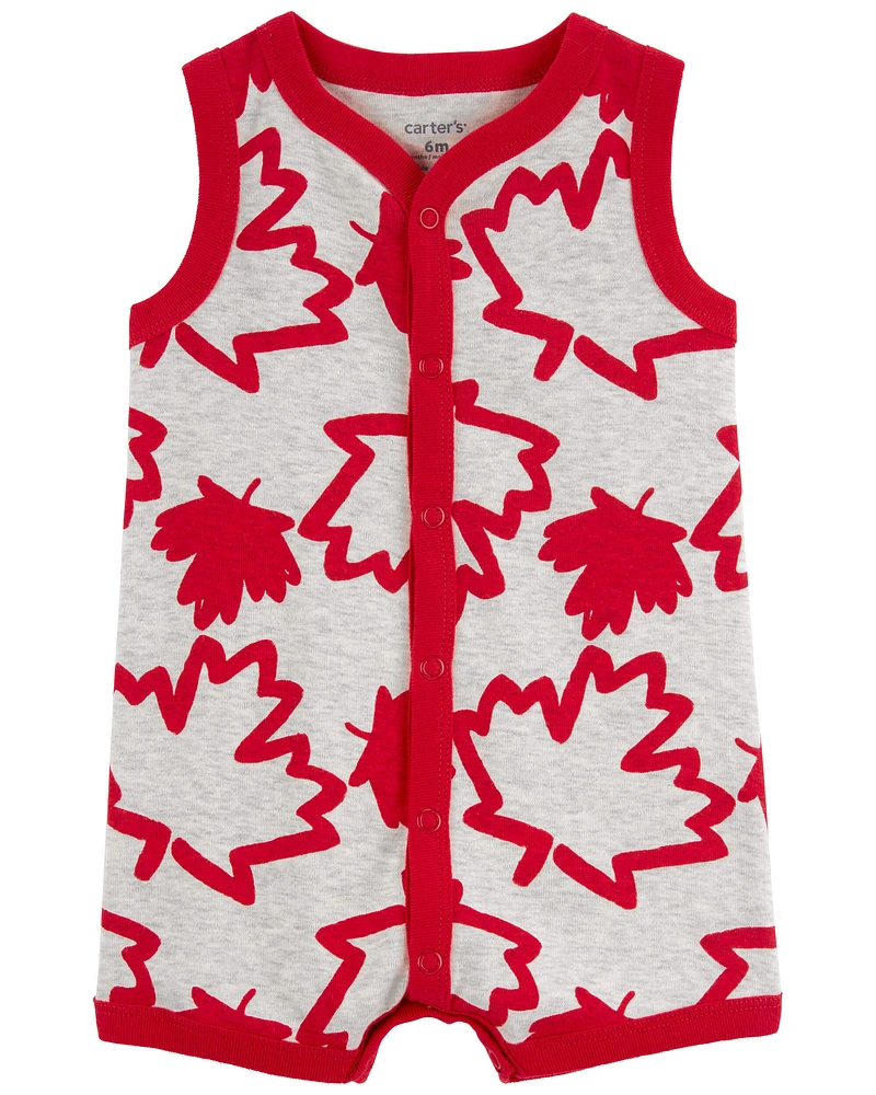 Maple Leaf Button-Front Romper