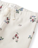 Toddler Organic Cotton Ribbed Knit Pants Berry Blossom Print