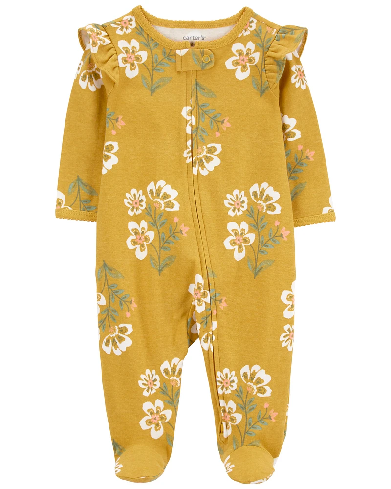 Baby Floral 2-Way Zip Cotton Sleep & Play