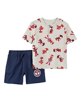 2-Piece Spider-Man Tee & Short Set - Heather/Navy