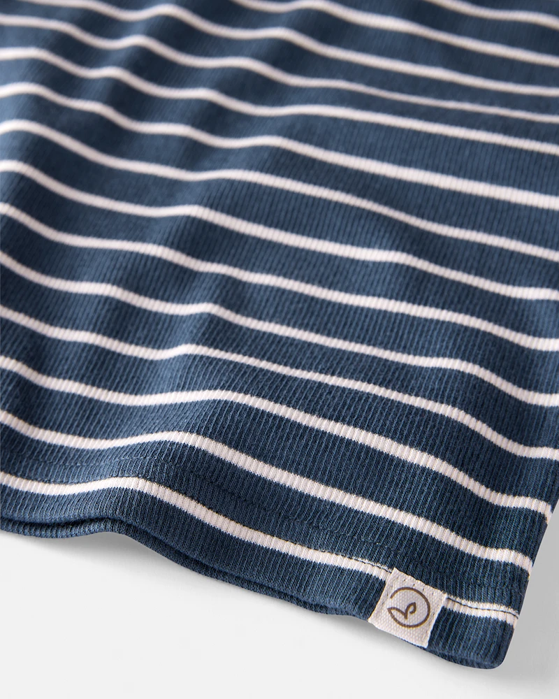 Kid Organic Cotton Pyjamas Set Stripes-Blue
