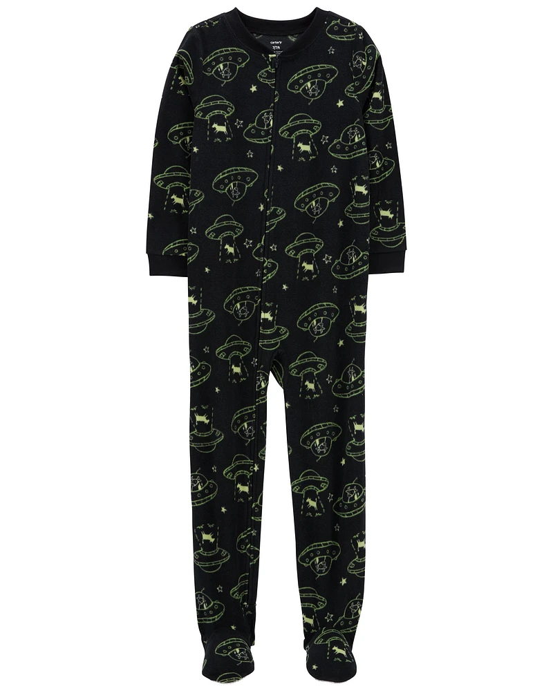 Kid 1-Piece Space Cow Fleece Footie Pyjamas