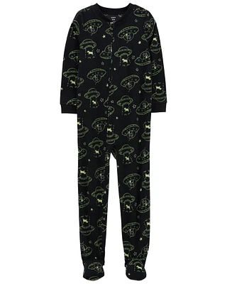 Kid 1-Piece Space Cow Fleece Footie Pyjamas