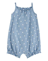Baby Girl Shell Cotton Romper - Blue